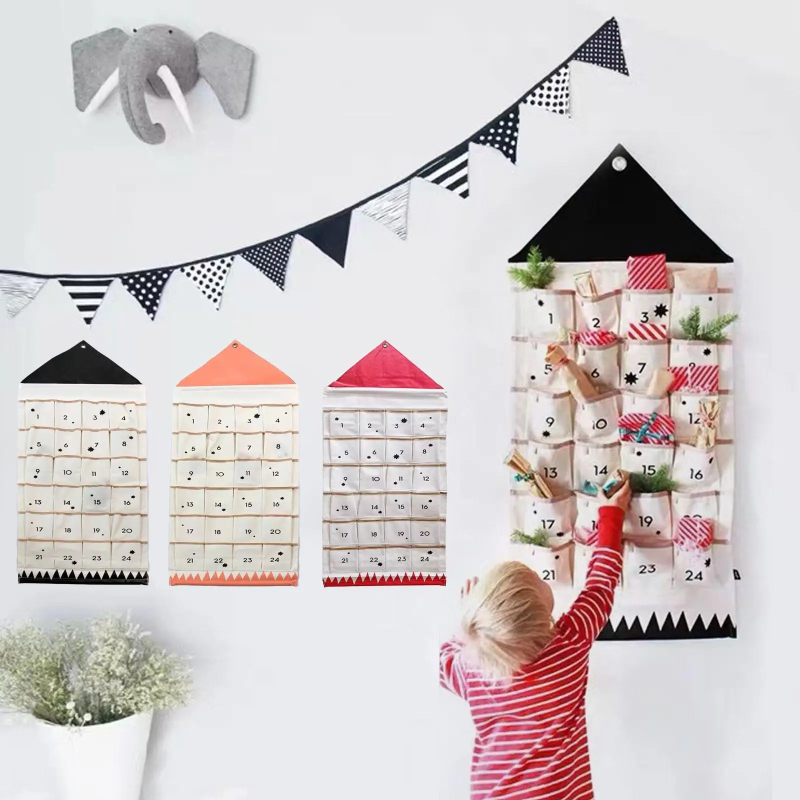 

Подвесные вместительные настенные украшения, 24 ячейки, с карманами, наполняемые, для украшения рождества, «сделай сам»