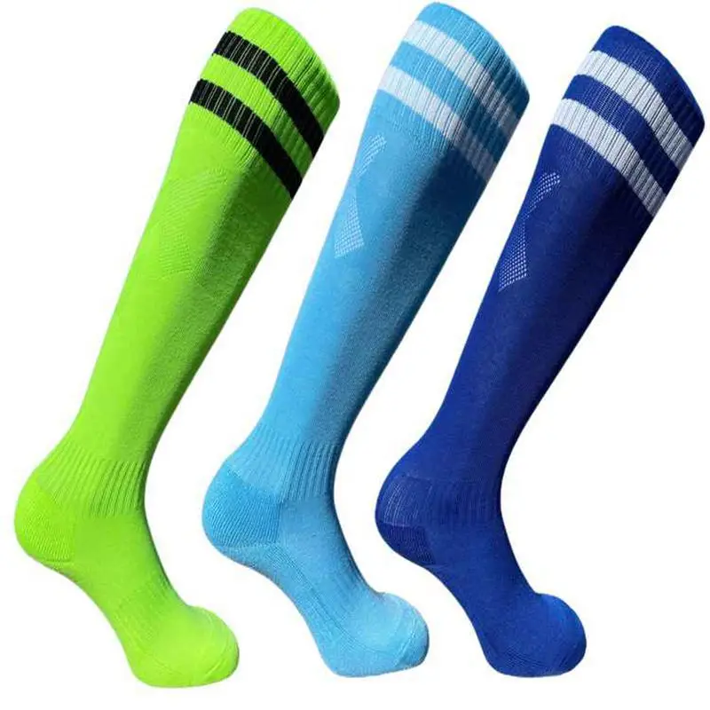 Football Socks Male High Help Sports Socks Socks Students TrainingThick Towel Bottom over-the-knee Adult Two Poles Striped Socks