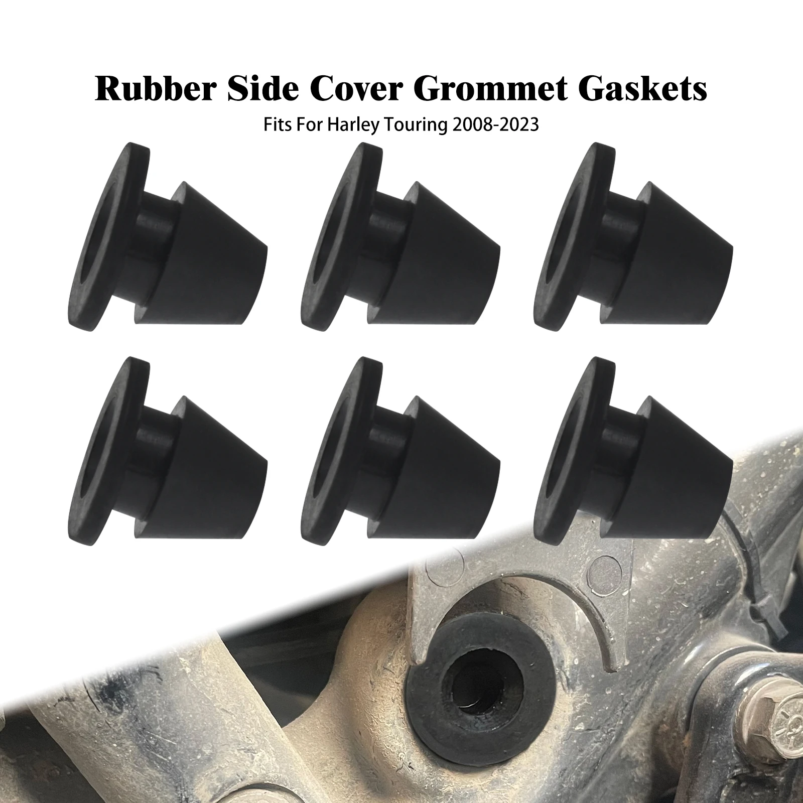 

6 шт. мотоциклетная резиновая боковая крышка, черная накладка для Harley Touring Road Glide Electra Street Glide Road King 1996-Up прокладка