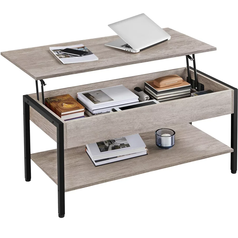 

Подъемный журнальный столик из дерева и металла, деревенский серый, мебель для гостиной, простой и современный журнальный столик, деревянный