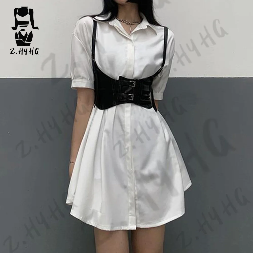 Fashion PU Leather Women Corseted Waist Belt Body Bondage Sexy Lingerie Slim Chest Strap Belt Gothic Accessories Garter Belt