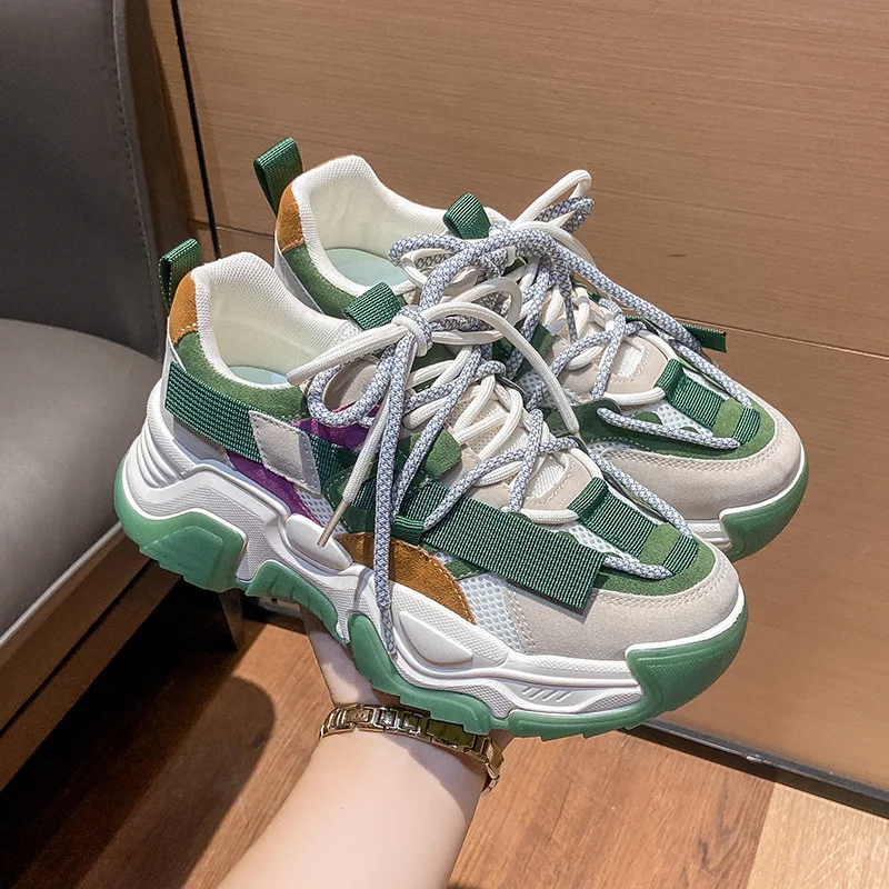 

Новинка весна-осень 2022, модные Папины туфли, дышащая Студенческая Повседневная спортивная обувь, увеличивающие рост кроссовки, женская обу...