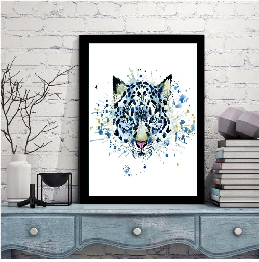 

Angel's Art Unframed Watercolor Snow Leopard Print HD Giclee Wall Decor Canvas Painting