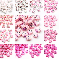pink animal clay beads cartoon pattern polymer spacer beads for handmade diy girls necklace bracelet jewelry making accessories