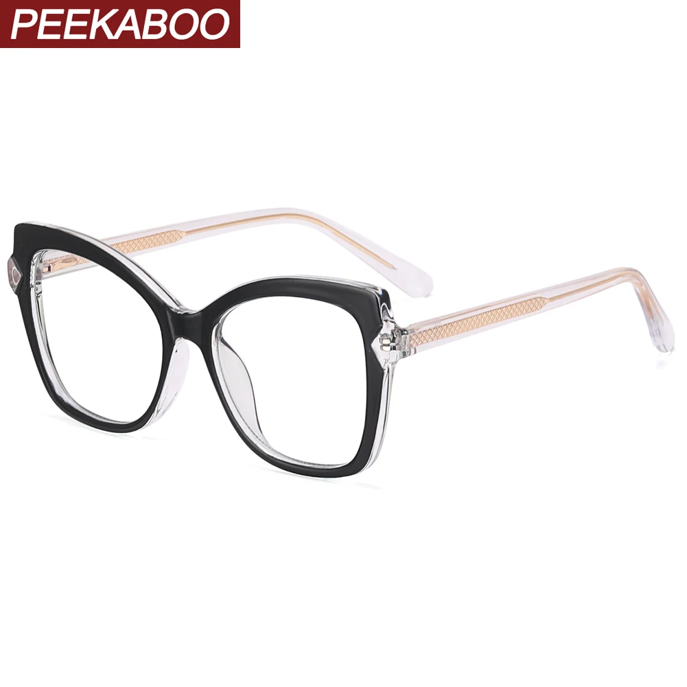 

Peekaboo leopard black blue light blocking glasses female TR90 big cat eye glasses frame women clear lens fashion accessories