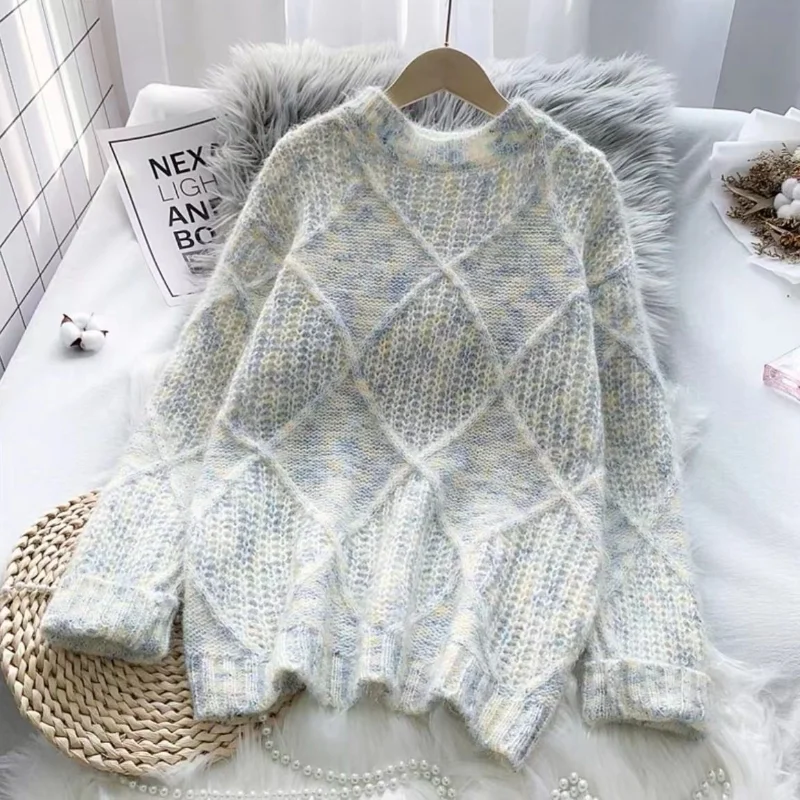 

Pullover sweater wool Mahai sweater women loose wear Korean spring and autumn slouchy knitted bottom pullover gentle female