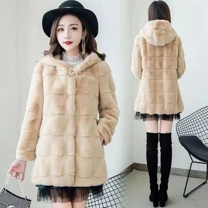 Panic Buying Women's Winter Coats 2022 Women's Winter Coats Fur Thick Winter Office Lady Other Fur Yes Real Fur Long Coat