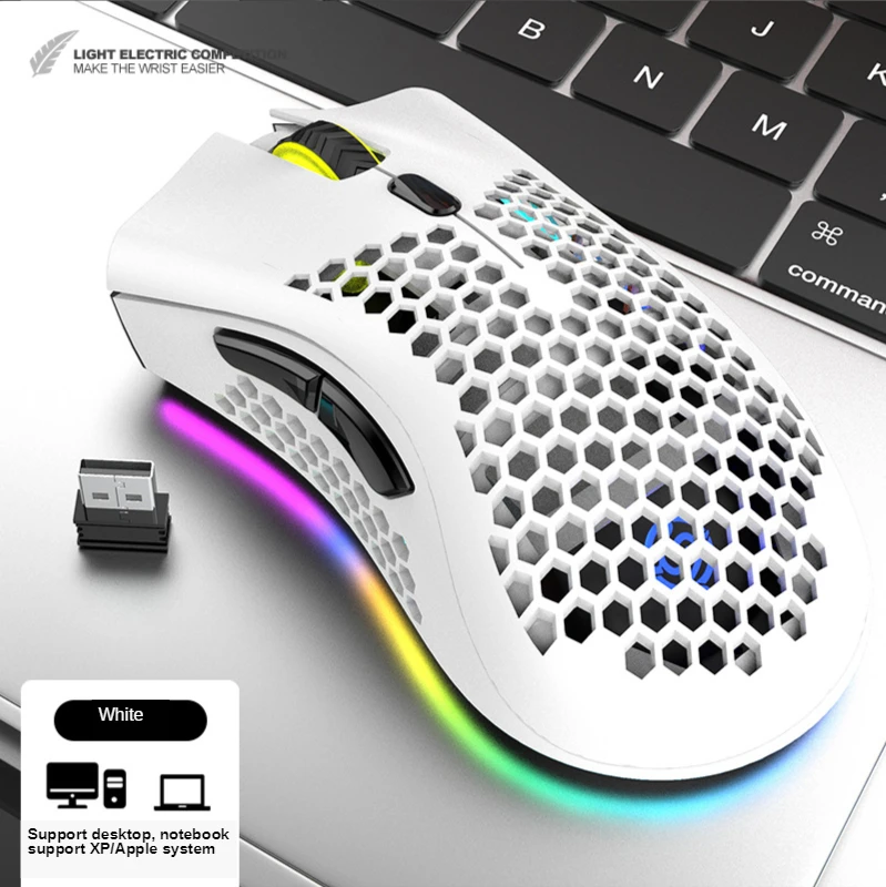 

BM600 Wireless Charging Mouse Lightweight Wormhole RGB Backlight Gaming Computer Office Accessories for Computer Laptop Tablet