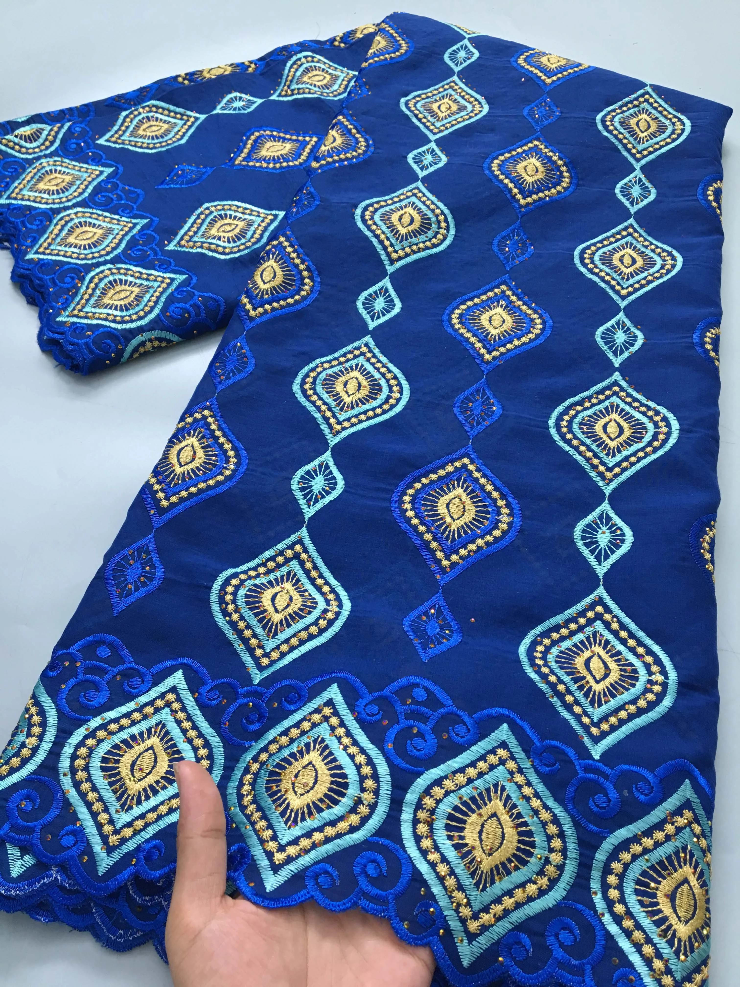 Женская ткань нигерийская Высококачественная африканская вышитая с камнями