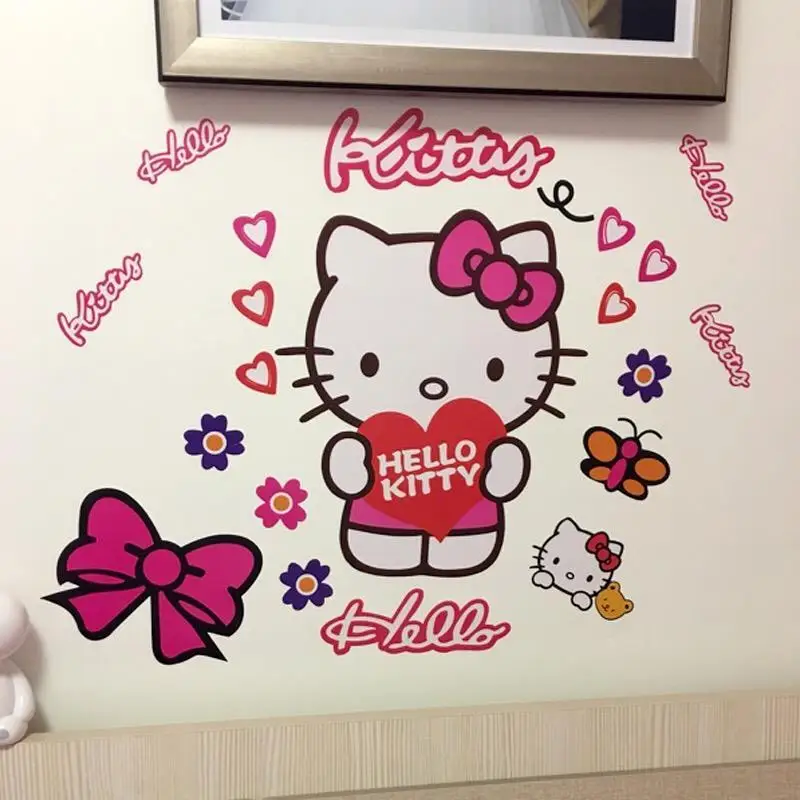 

HelloKittys MyMelody Wall Sticker Kawaii Sanrio Cartoon Cute Bedroom Creative Decorative Sticker Set Gift for Girls