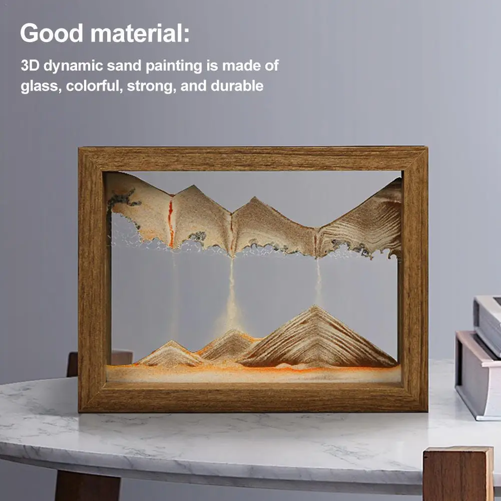 

3d Moving Sand Art Painting Frame Sandscape Wooden Liquid Quicksand Frame Home Sand Flowing Painting Dec F4b2