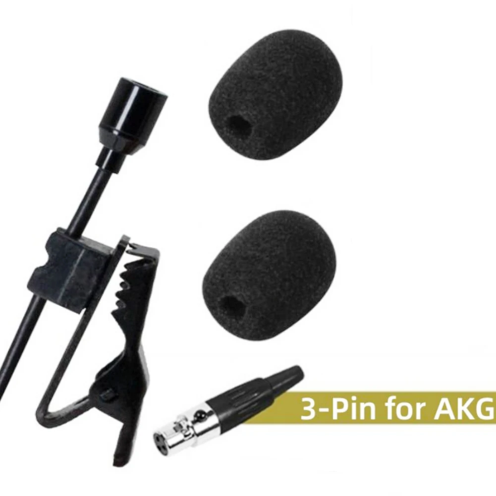 

Omnidirectional Lavalier Lapel Clip Mic 3-Pin Plug For AKG Wireless System Black For Stage Houses Of Worship Lecturer