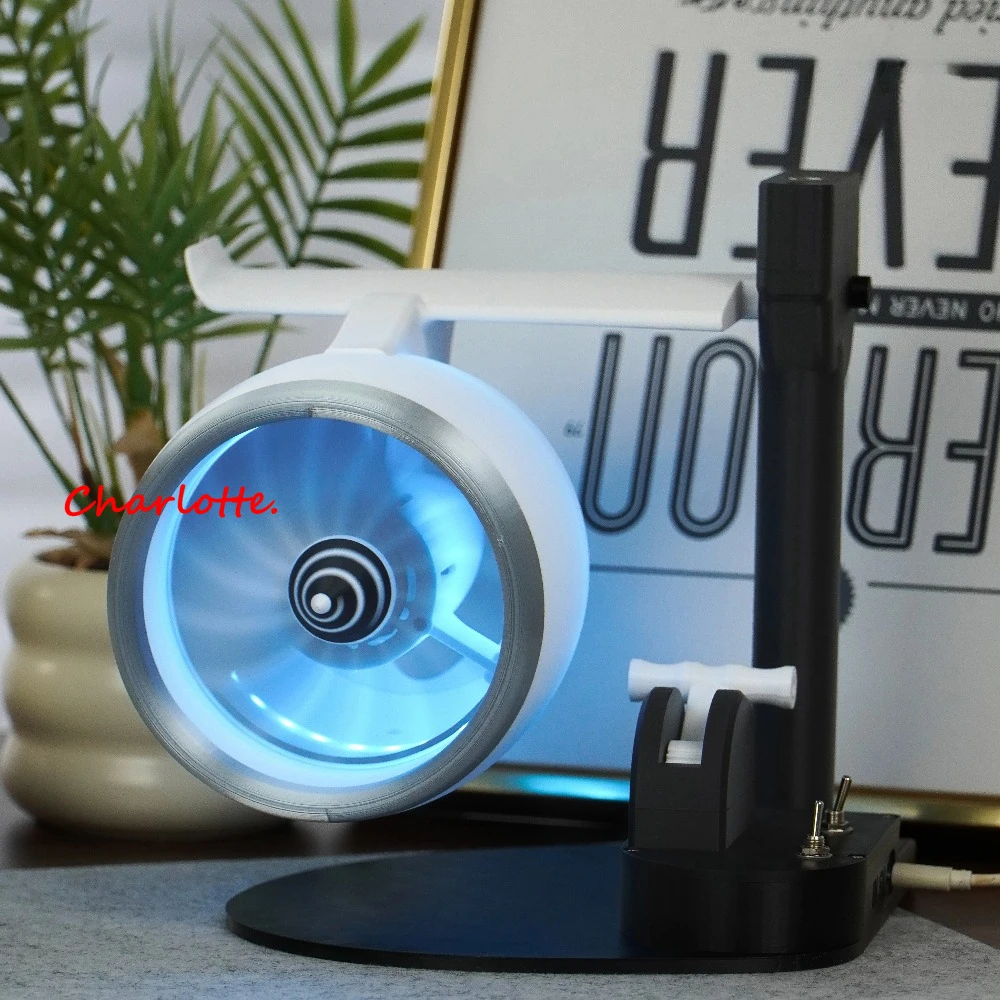 Фото Turbojet Fan Style Увлажнитель тумана с одной головкой Функция выдувания RGB Световые эффекты для спальни Гостиная Офисный стол Air Humi №2