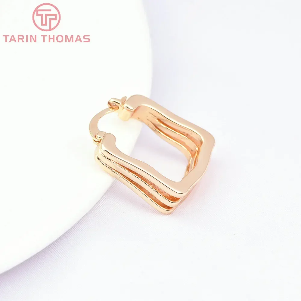 (7493) 2 шт. 18x22 5 мм 24-каратное золото латунные серьги-гвоздики неправильной формы