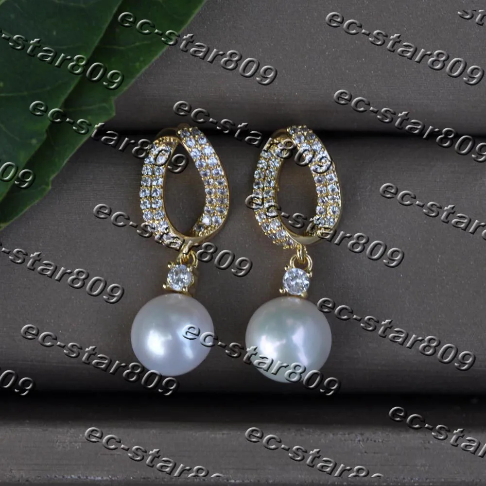 

MTC · STAR Z11437 8 мм белый круглый пресноводный жемчуг метеоритные позолоченные серьги