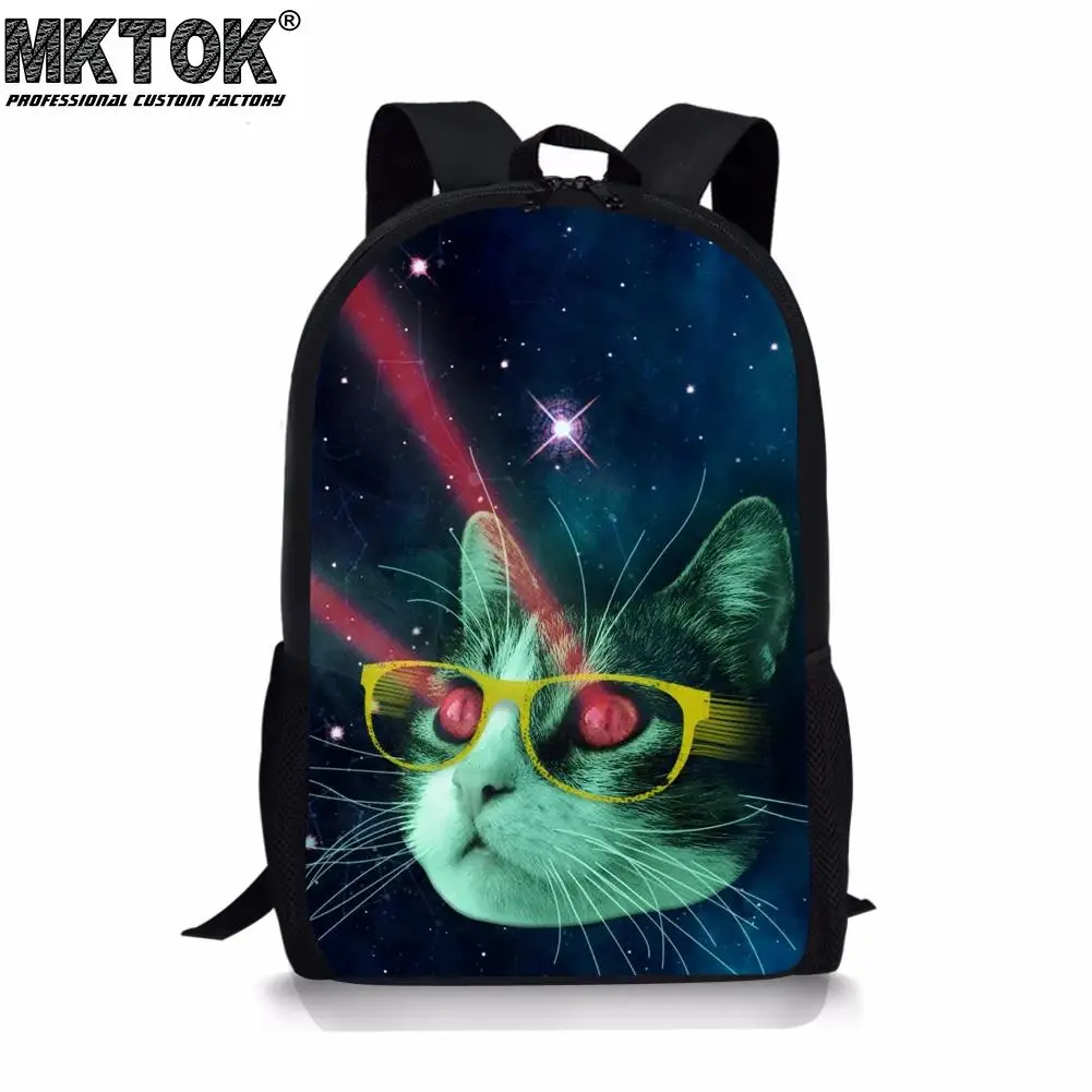 Starry Sky Cat Pattern School Bags for Teenagers Customized Toddler Bags Plecak Chłopięcy Boy Girl Gift Free Shipping