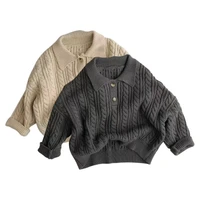 winter toddlers kids knitted sweaters solid korean style baby boy cardigan coats casual kid girls loose long sleeve warm sweater