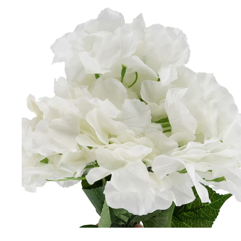 20X Artificial Hydrangea Flower 5 Big Heads Bouquet (Diameter 7 Inch  Each Head) Creamy White