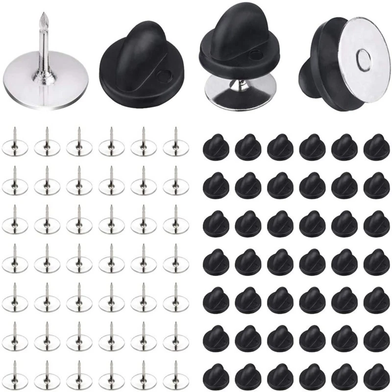 

100Pcs for butterfly Clutch PVC Pin Backs Keepers Tie Tack Lapel Pin Backing Holder Clasp for Brooch Tie Hat Badge Black D0LC