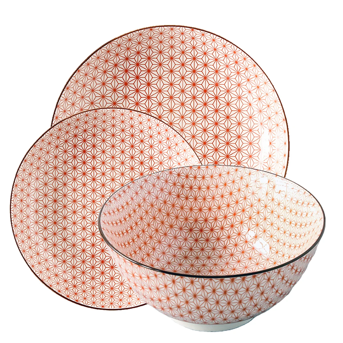 

3 Pcs / Combo Ceramic Soup Bowl Dinner Plate Set Underglaze Round Shape Porcelain Tableware Support Oven Dishwasher CZY-BS1022