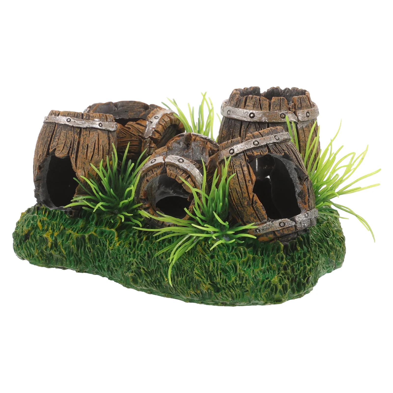 Fish Tank Barrel Ornaments Resin Aquarium Decor Shrimp Cave Hideout and House Brine Hatchery