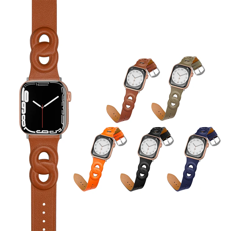 

Ремешок кожаный для Apple watch band, спортивный браслет из натуральной кожи для iWatch series 7 6 5 4 3 Se, 45 мм 44 мм 42 мм 41 мм 40 мм 38 мм