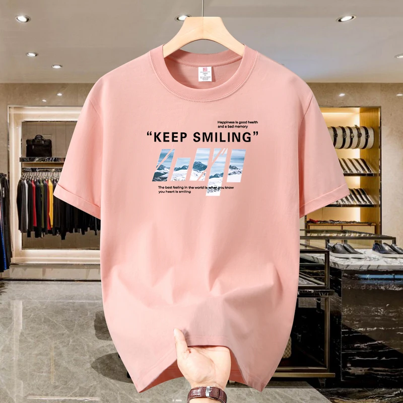 Футболка из 100% хлопка для мужчин и женщин KEEP SMILING футболка с принтом топы