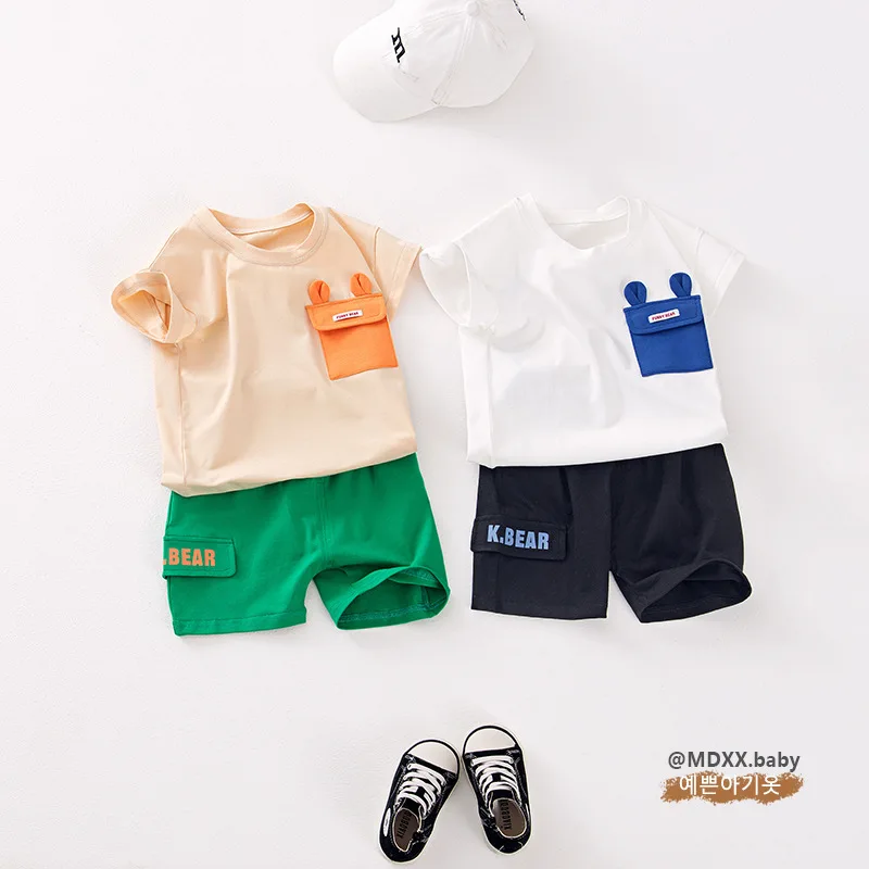 Summer children's wear boy's T-shirt+pants 2 pieces/set children's cartoon short-sleeve suit children's girl suit baby suit