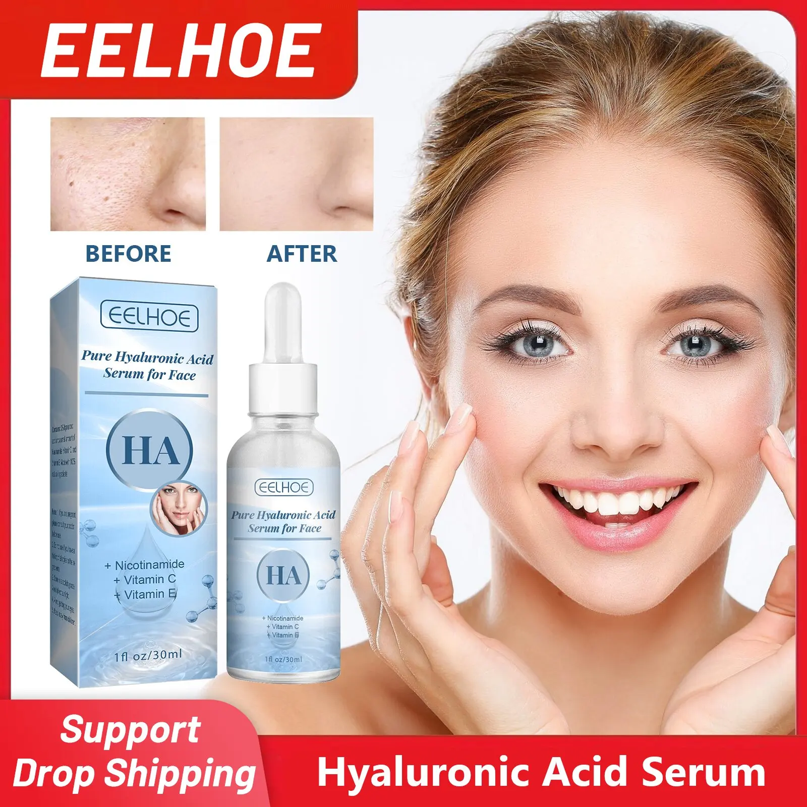 

Hyaluronic Acid Serum Anti Aging Shrinking Pores Fade Fine Lines Dark Spots Wrinkle Remover Whitening Moisturizing Face Essence