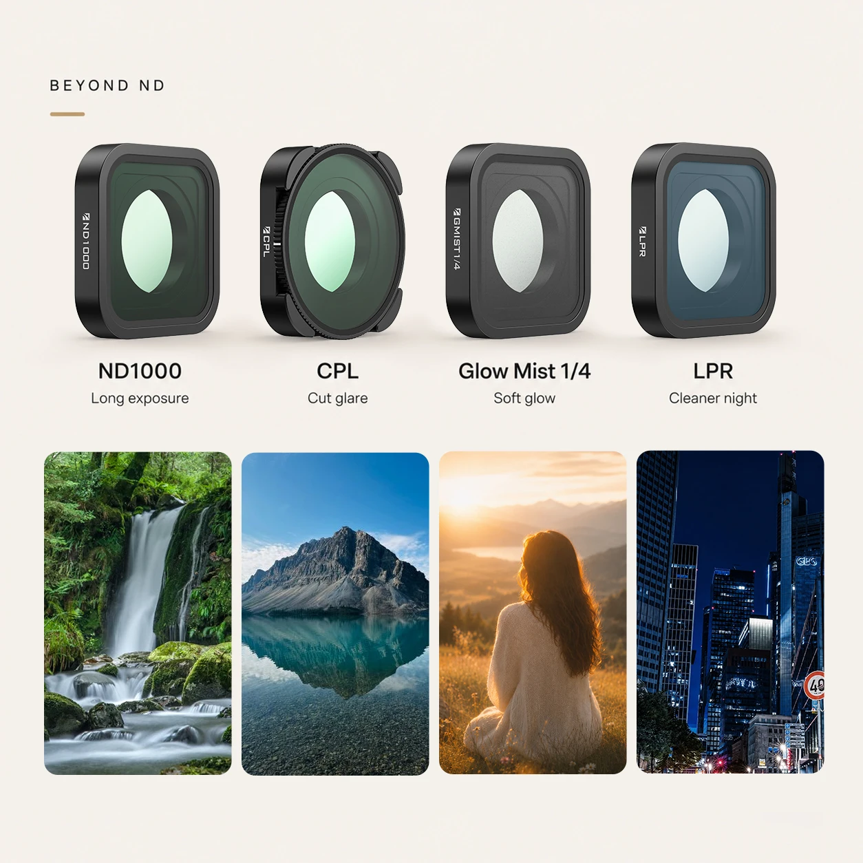 Фото Набор из 4 фильтров Freewell: ND, ND/PL, ND10000, CPL, LPR и Glow Mist 1/4 для камеры GoPro Mission 1 Pro / Mission 1. №5