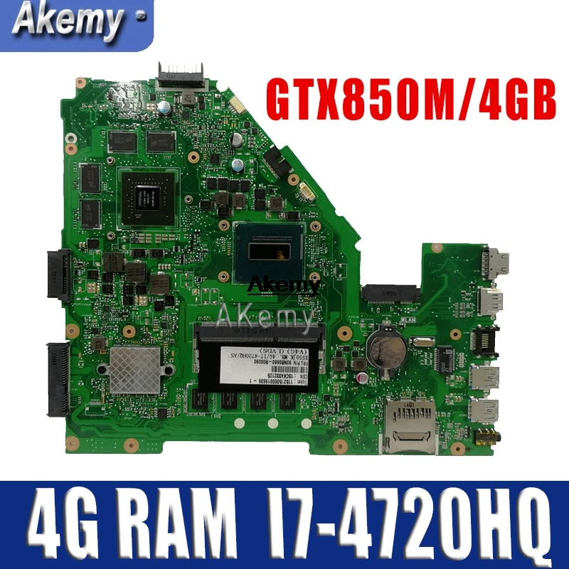

Akemy X550JK laptop motherboard For Asus X550JX X550JF X550JD X550JK X550J mainboard 4G-RAM I7-4720HQ/4710HQ GTX850M/4GB