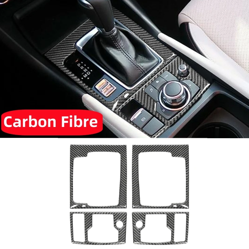 

For Mazda 3 Axela 2014-2019 Center Control Gear Panel Decor Carbon Fiber Cover Trim Strip Inside Frame Auto Interior Accessories
