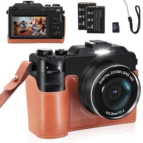 Широкоугольная цифровая фотокамера 48 МП с рамкой «сделай сам», видеокамера для селфи с двойным объективом спереди и сзади, 18x4K, Wi-Fi