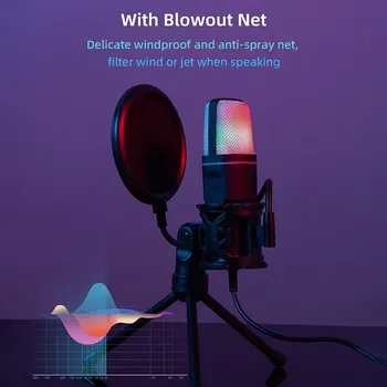 SF666R USB Microphone RGB Microfone Condensador Wire Gaming Mic for Podcast Recording Studio Streaming Laptop Desktop PC 5