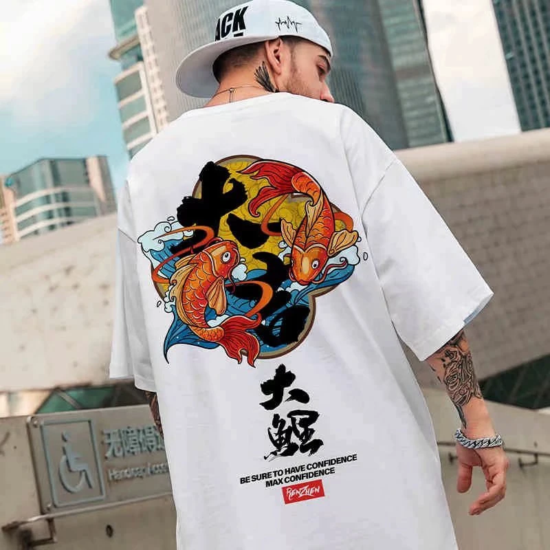 

F GIRLS Men's Lucky Carp Graphic T-Shirts Summer Funny T shirt Male Short Sleeve Y2K TShirt New Hip Hop Streetwear Tee Tops