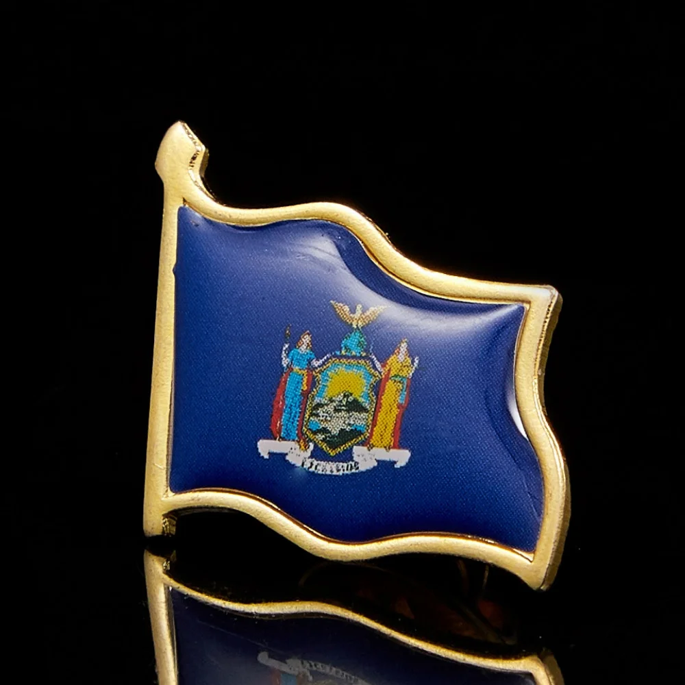 Флаг штата Нью-Йорк США брошь на лацкане многоцветный значок булавке с