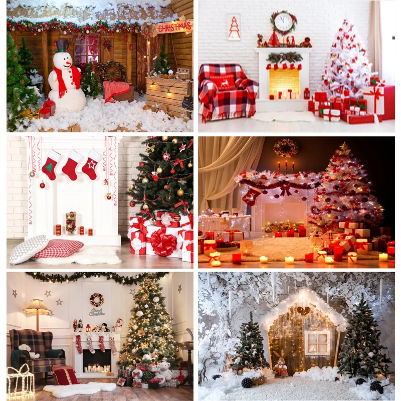 

SHUOZHIKE Christmas Theme Photography Background Snowman Christmas tree Portrait Backdrops For Photo Studio Props YXX-91