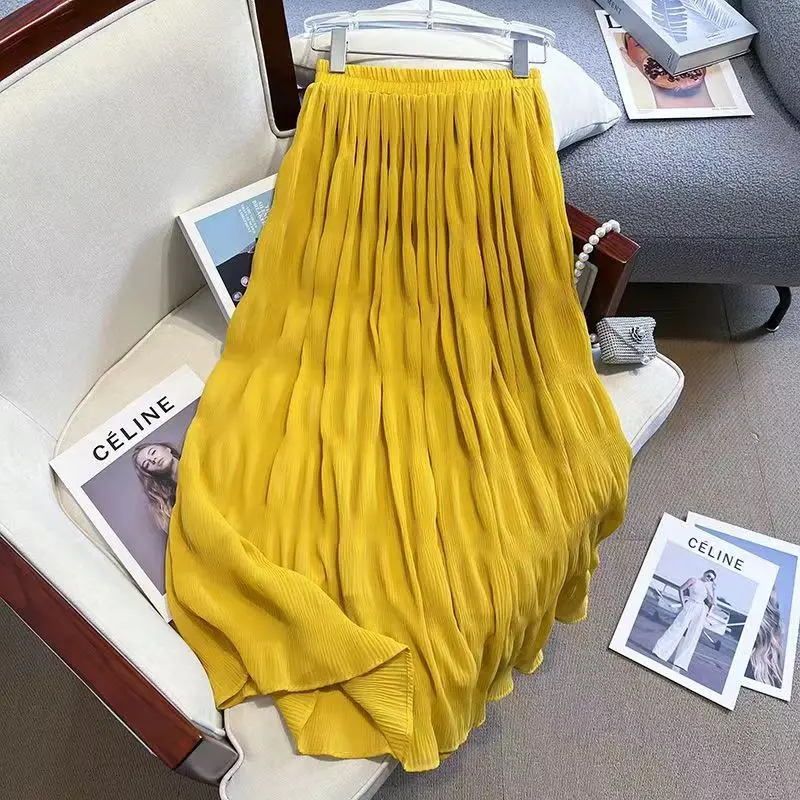 Монохромная юбка Miyake-плиссированная для женщин универсальная складываемая