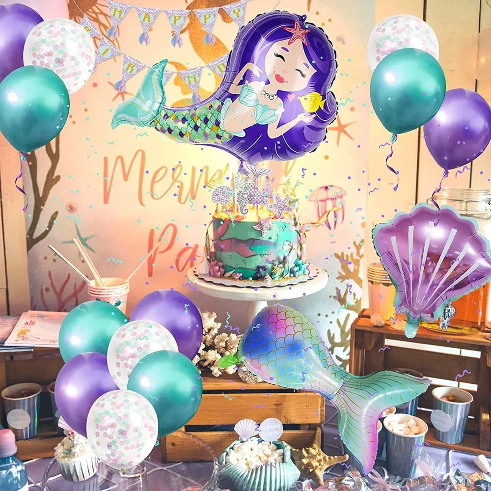 

Little Mermaid Party Supplies Mermaid Balloon Banner Decoration Mermaid Birthday Party Favors Kids Birthday Parties Decorations