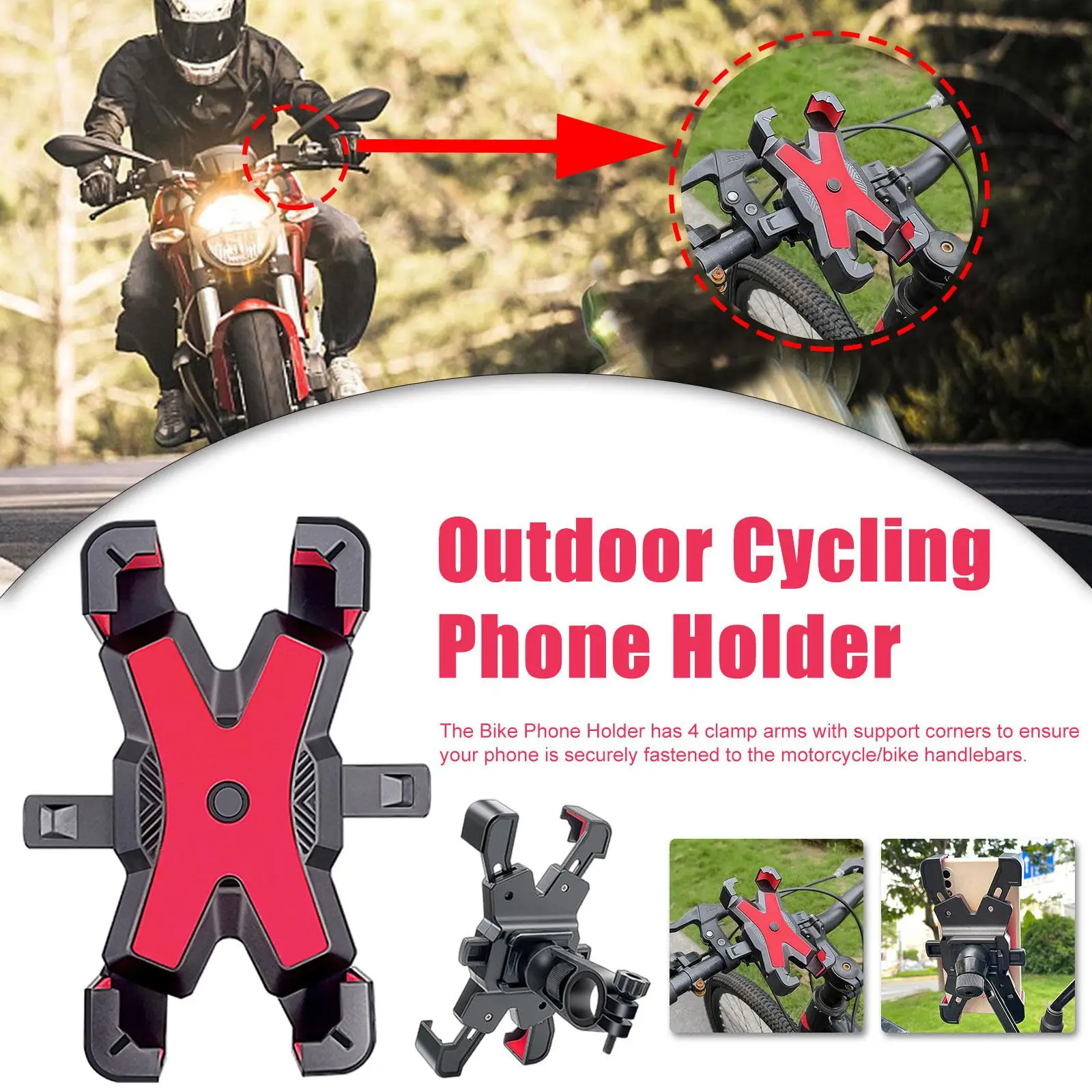 

Motorcycle Phone Holder For Bike 360 Degree Universal Bicycle Phone Holder Mobile Phone Stand Shockproof Bracket Accesories T6T9