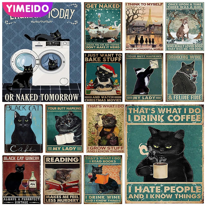 

YIMEIDO AB Diamond Painting Cat Animal Poster Art 5D DIY Diamond Embroidery Cartoon Animal Cross Stitch Kits Mosaic Rhinestones