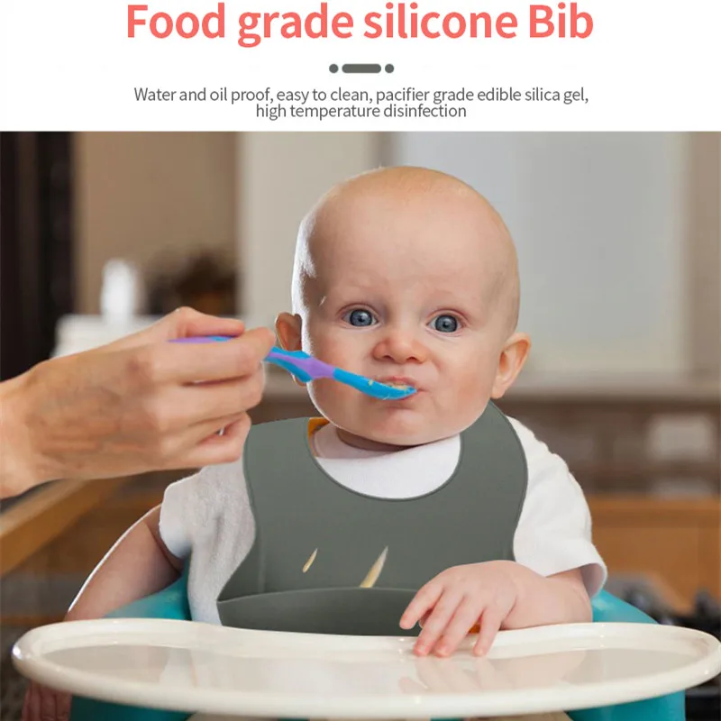 

5pcs/set Baby Tableware Set Suction Cup Suction Cup Bib Spoon Fork Children's Food Grade Silicone Feeding Cultery Set Todder
