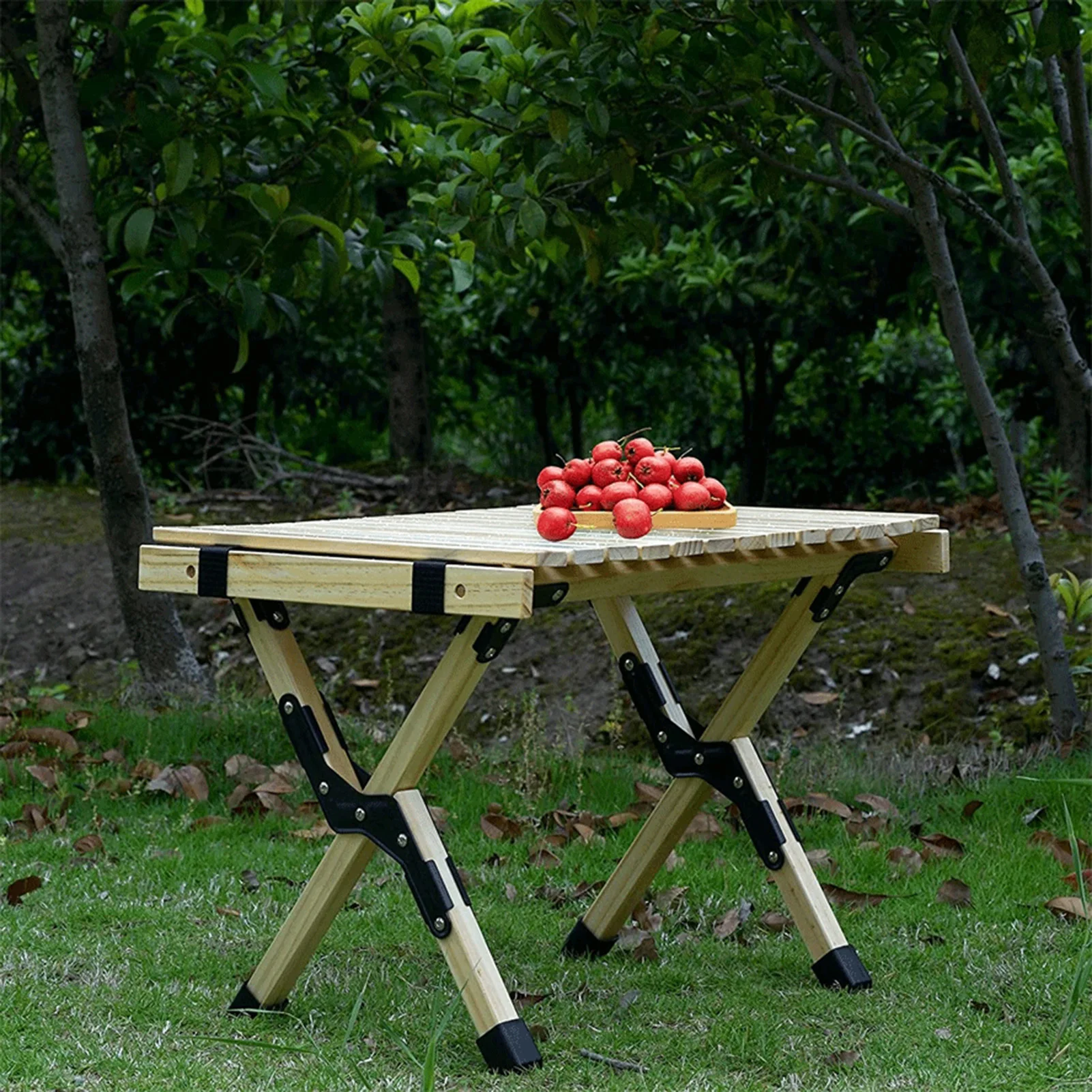 

Picnic Table Portable Camping Table With Carrying Bag Outdoor Indoor Light Wooden Egg Roll Table Foldable Stable Large Picnic