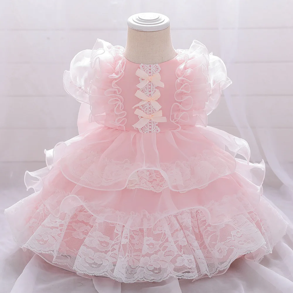 

Girls Flowers Princess Lolita Dress Lace Layers Tutu Prom Gown For Kids Children Wedding Evening Formal Party Pageant Vestidos