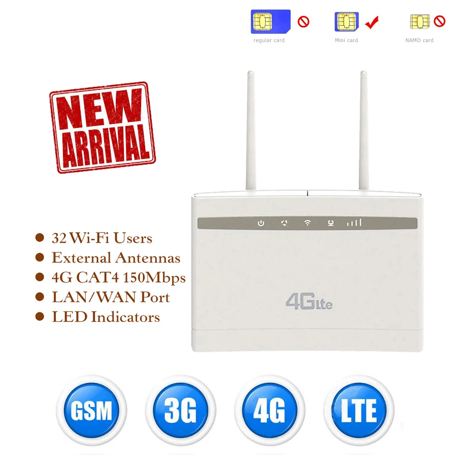 

Беспроводная точка доступа CPE100 LTE, 4G, 300 Мбит/с, CAT4, SIM-карта
