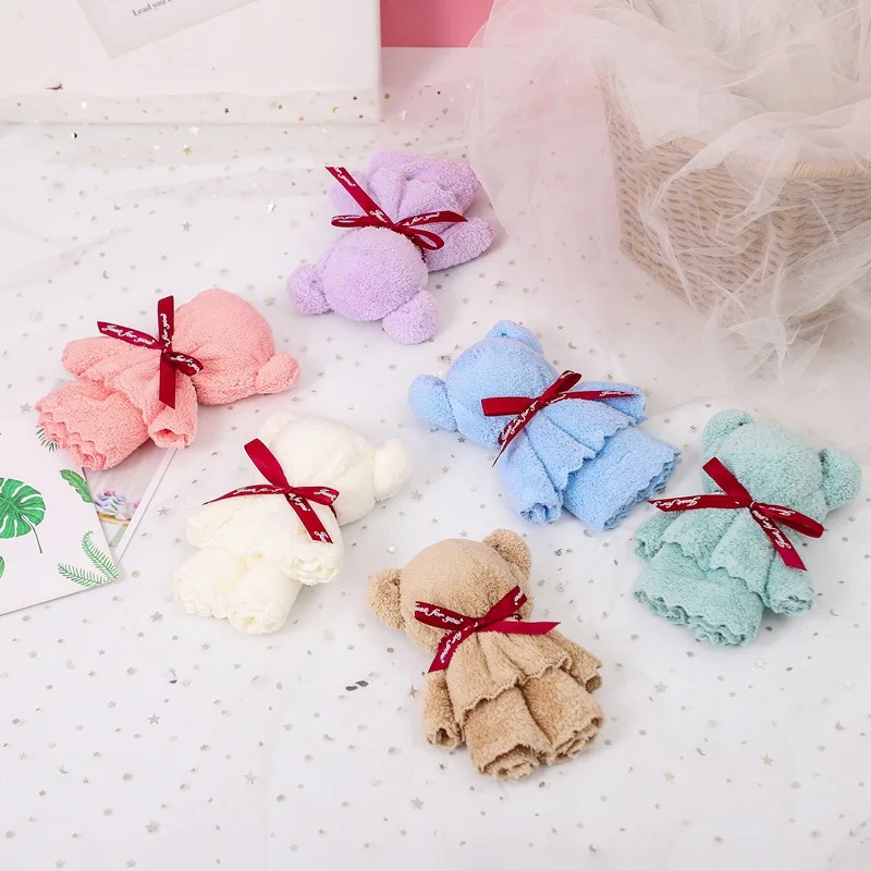 

1/10pcs Colorful Bear Towel Valentines Gift To A Girl High Quality Coral Fleece Baby Shower Party Favors for Guest Wedding Gift