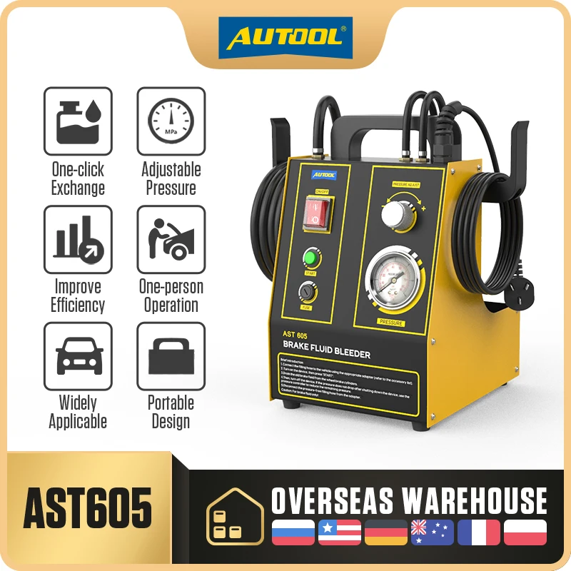 

AUTOOL AST605 Car One-click Brake Oil Exchanger with Four Pumps Brake Oil Exchanger Machine with Pressure Gauge 110V 220V