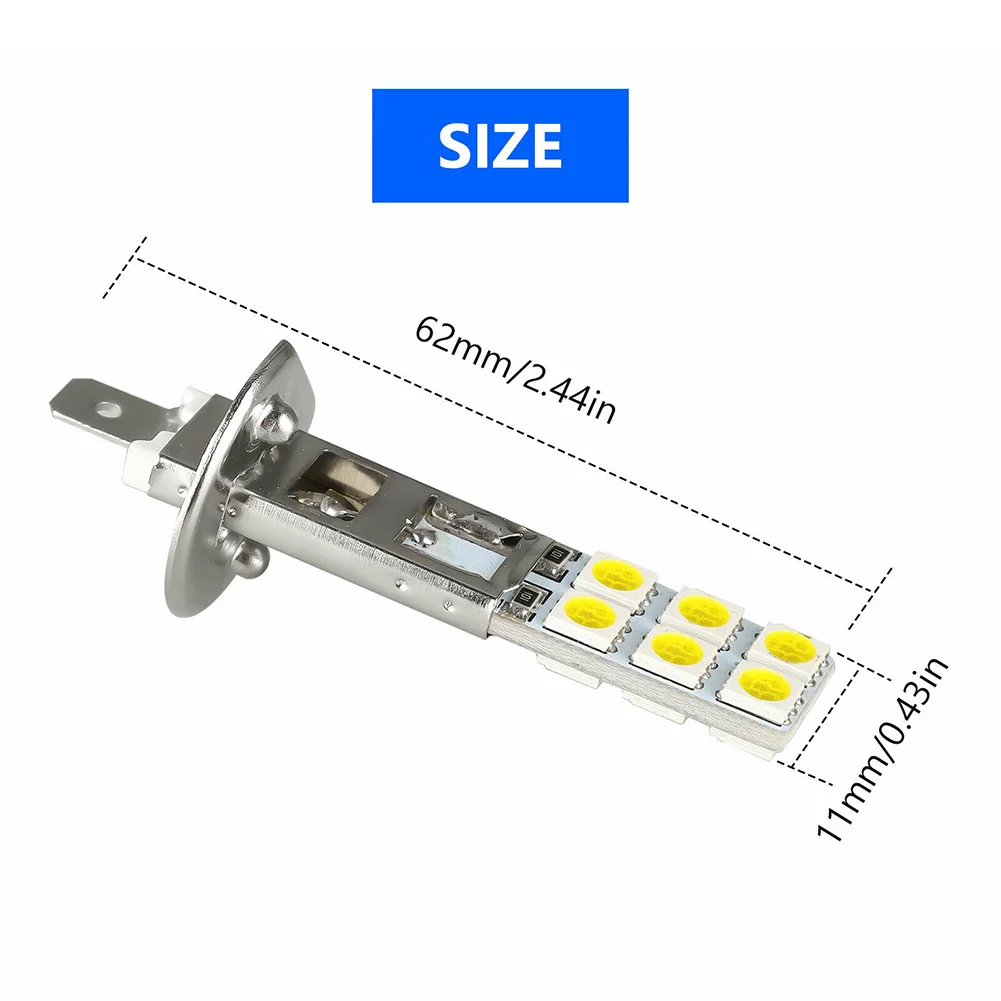 

4pc H1 6000K 6000LM Super Bright DRL White LED Headlight High Beam Bulb H1 Kit H1-12SMD-5050 Fog Lamp Driving Light