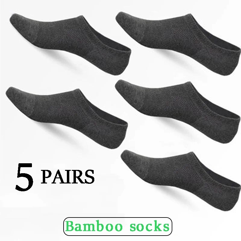 Men High Quality Bamboo Fiber Socks 5Pairs/Lot Summer Thin Moisture Absorption Deodorant Invisible Socks Harajuku Mesh Black NEW