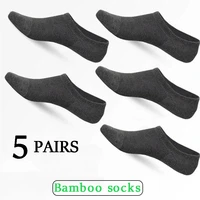 men high quality bamboo fiber socks 5pairslot summer thin moisture absorption deodorant invisible socks harajuku mesh black new